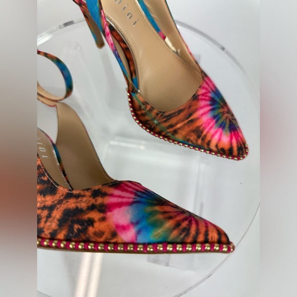 GIANNI BINI TYE DYE STUDDED ANKLE WRAP STRAP PUMPS - Picture 3 of 9